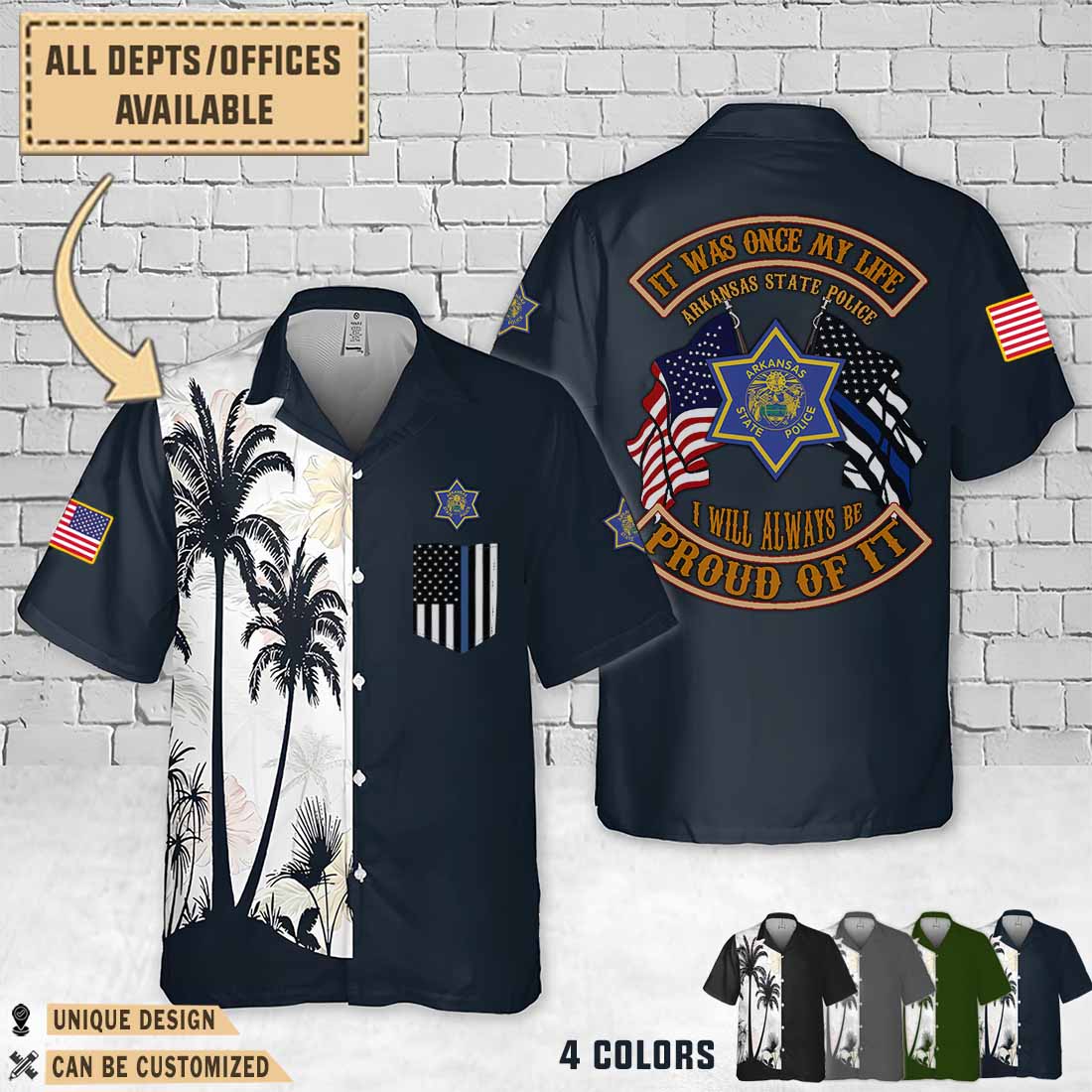 arkansas state police ardual flag hawaiian shirt tkt35