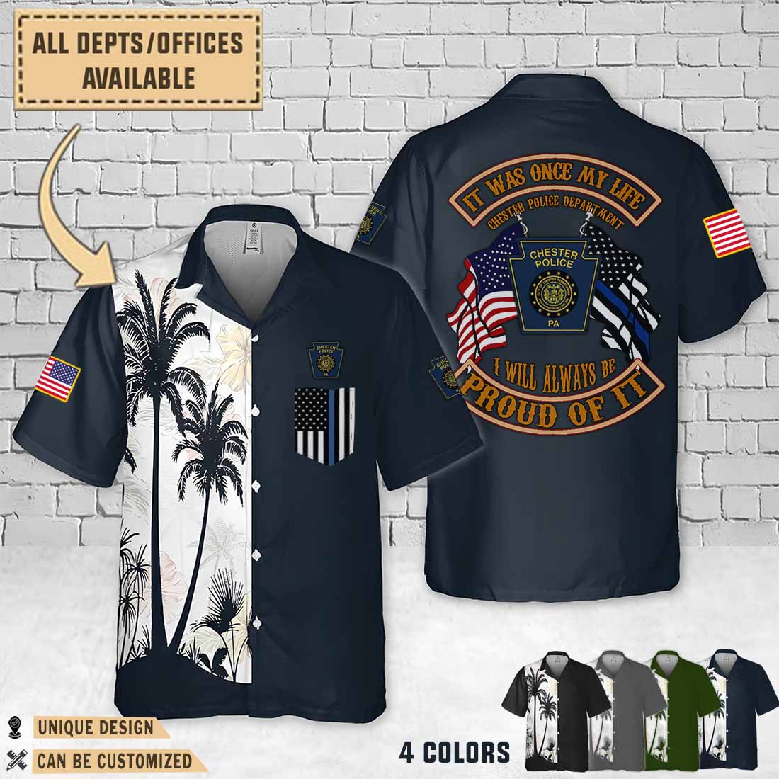 chester police department padual flag hawaiian shirt atkhf