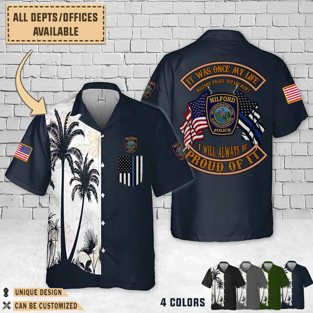 milford police department madual flag hawaiian shirt k56vr