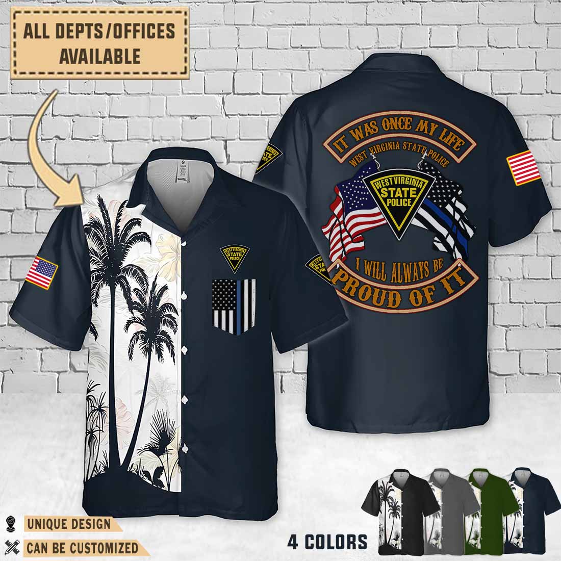 west virginia state police wvdual flag hawaiian shirt