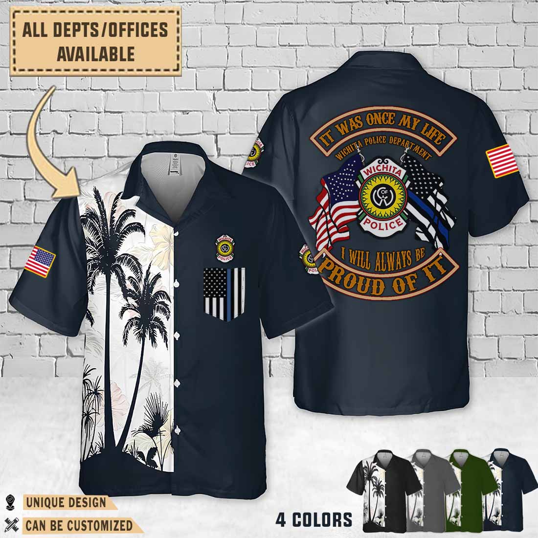 wichita police department ksdual flag hawaiian shirt