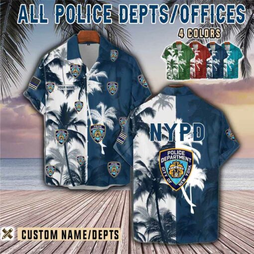 CUSTOM Police Palm Tree Pocket Hawaiian Shirt 2 1