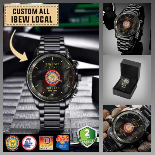 Custom IBEW Local Black Wrist Watch