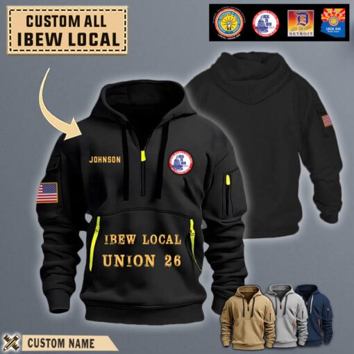 Custom Ibew Local Quarter Zip Hoodie 2