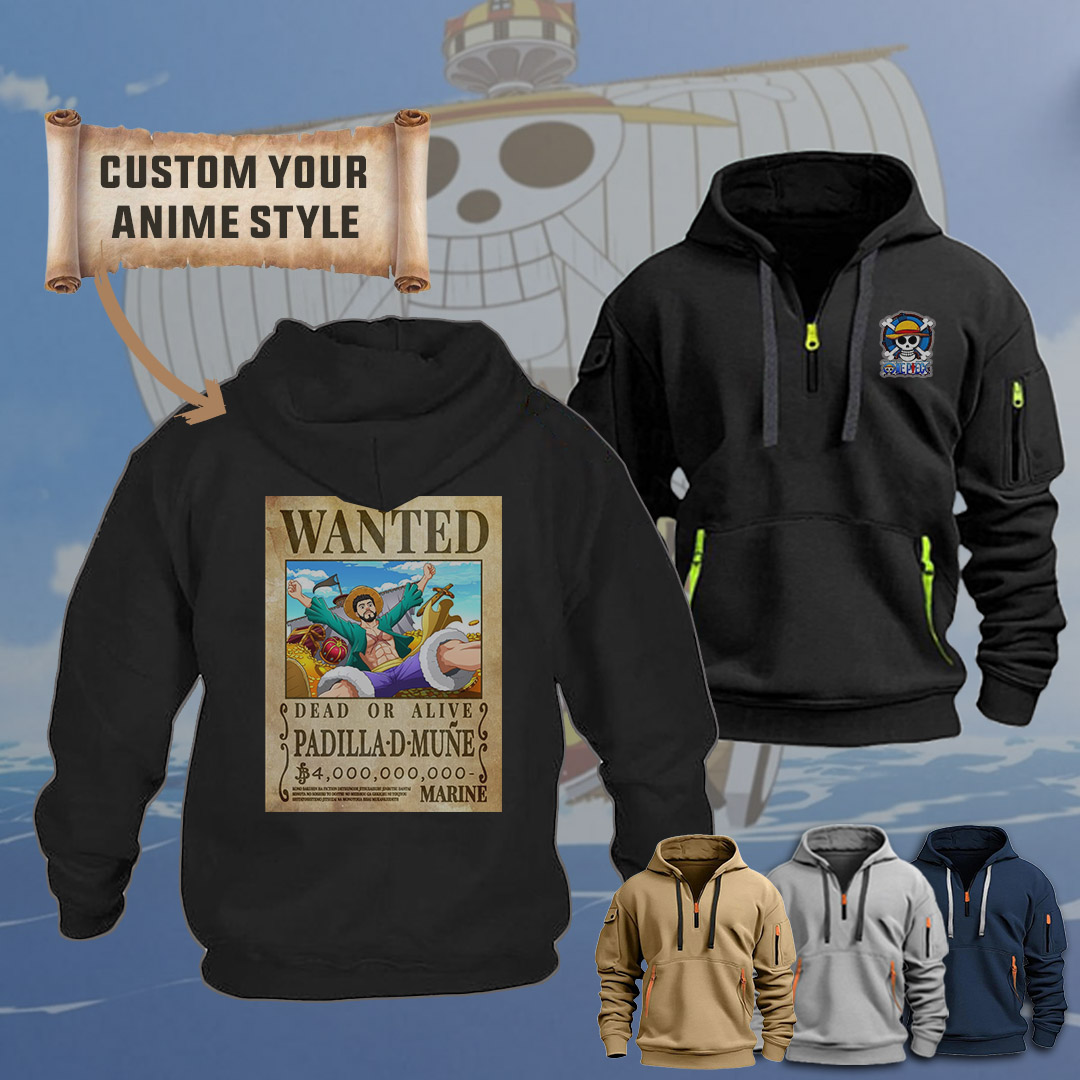 custom your anime style quater zip hoodie kd3mk
