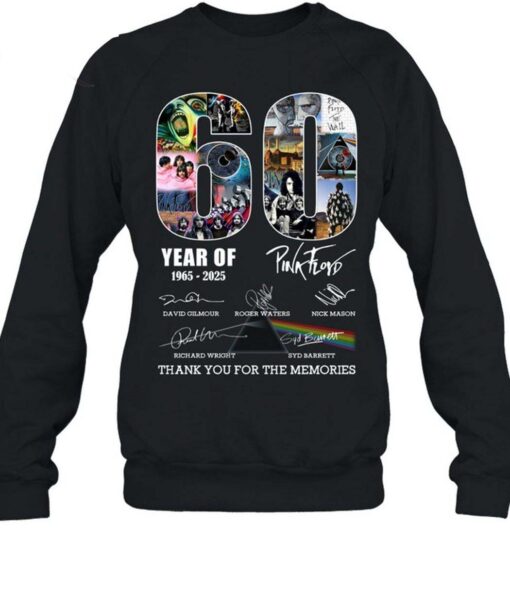 60 Years Of 1965 2025 Pink Floyd Thank You For The Memories T Shirt Torunstyle 5