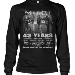 motley crue 43 years 1981 2024 thank you for the memories t shirt umldf