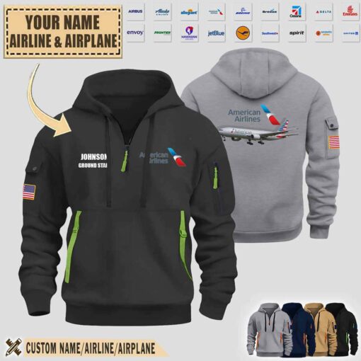 Custom US Airline Premium Quarter Zip Hoodie 1