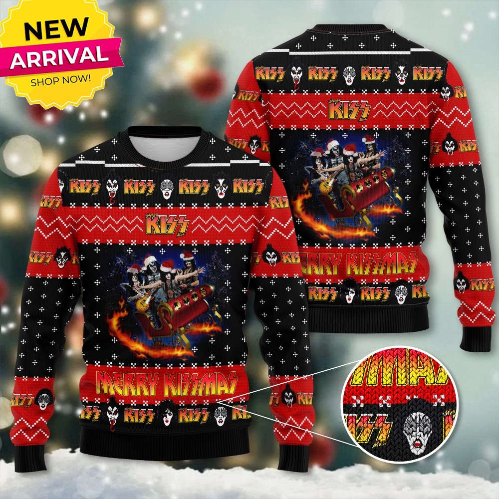 kiss band merry kissmas ugly christmas sweater i95pa