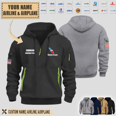 Custom US Airline Premium Quarter Zip Hoodie 1