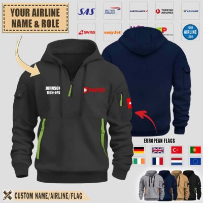 custom europe airlinespremium quarter zip hoodie 2kz6l
