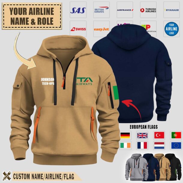 custom europe airlinespremium quarter zip hoodie 57cjj