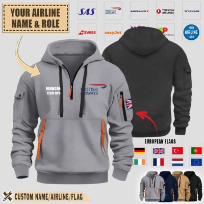 custom europe airlinespremium quarter zip hoodie b70p0