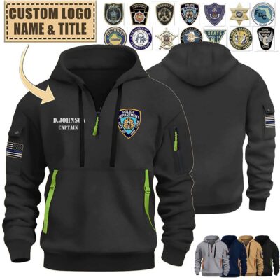 custom us law enforcementquarter zip hoodie buw27