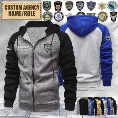custom us law enforcementraglan zip hoodie lzyg1