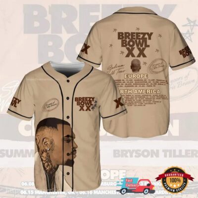 Chris Brown Breezy Bowl XX Tour 2025 Signature Baseball Jersey