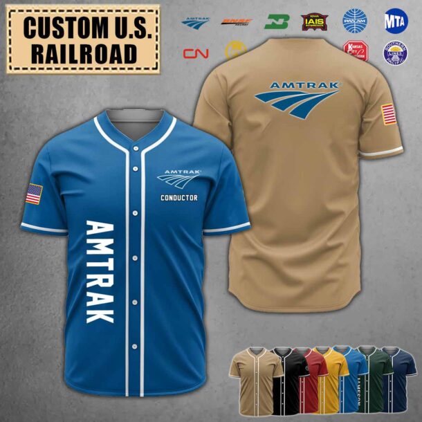 Custom US Railroad Baseball Jersey 2