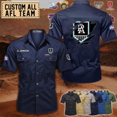 port adelaide powercotton cargo shirts1 2smgo