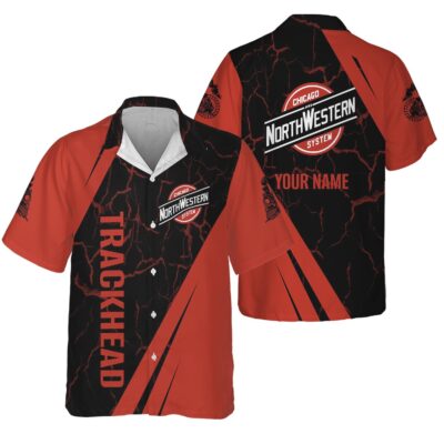 railspirit personalized chicago and north western railway hawaiian shirt crackle texture style shirt for trackheads 1 im9t1