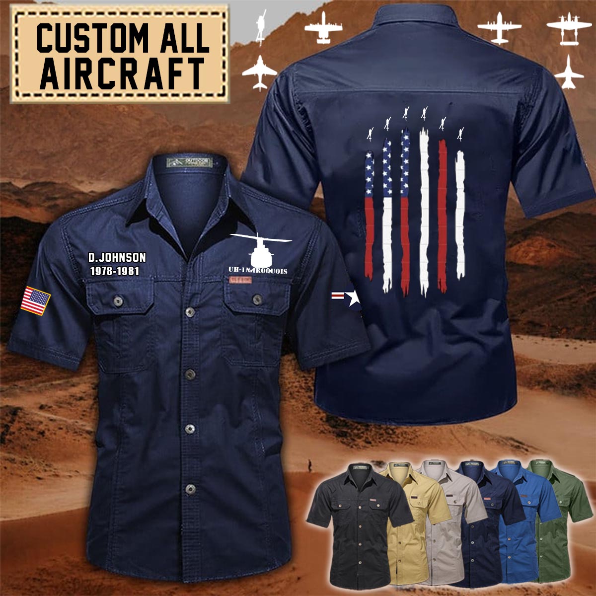 uh 1n iroquois uh1n twin huey usmcaircraft cotton cargo shirts 11 ioi20