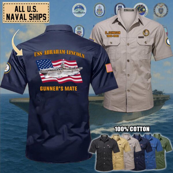 USS Abraham Lincoln CVN 72 Cotton Cargo Shirts 1