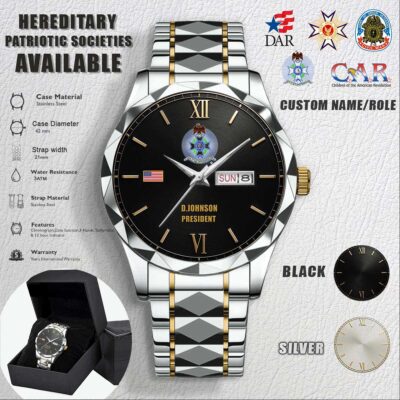Cusotm Hereditary Patriotic Societies Stainless Steel Watch 1