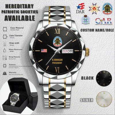 Cusotm Hereditary Patriotic Societies Stainless Steel Watch 4