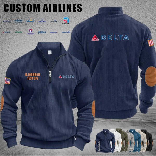 Cusotm US Airlines Stand Collar Halfzip Hoodie 1 1