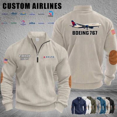 Cusotm US Airlines Stand Collar Halfzip Hoodie 2