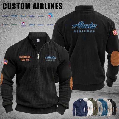 Cusotm US Airlines Stand Collar Halfzip Hoodie 5 1