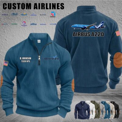 Cusotm US Airlines Stand Collar Halfzip Hoodie 5