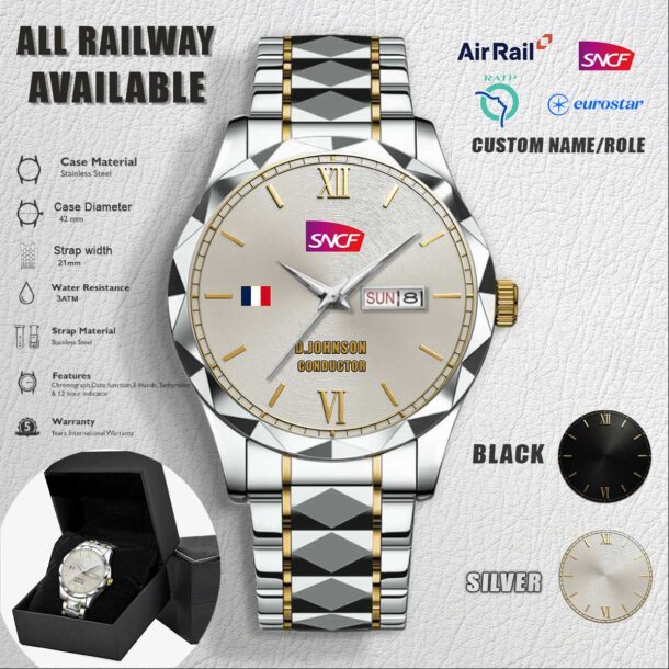 Custom FR Railway Stainless Steel Watch 4