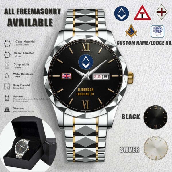 Custom Freemasonry UK Stainless Steel Watch 1