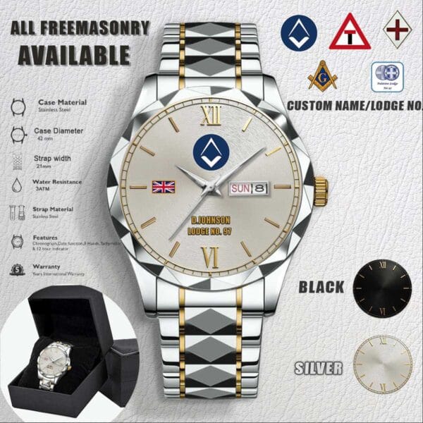 Custom Freemasonry UK Stainless Steel Watch 7