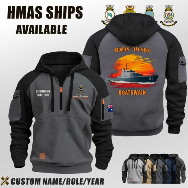 Custom HMAS Ship Sunset Halfzip Hoodie 4