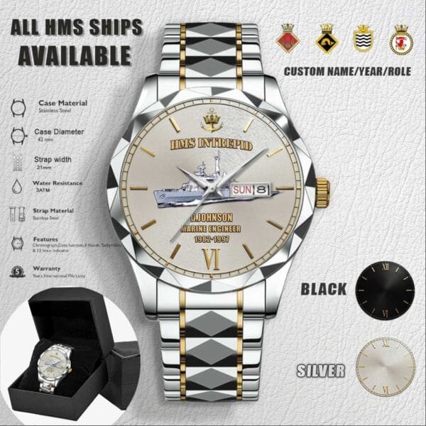 Custom HMS Ships Stainless Steel Watch