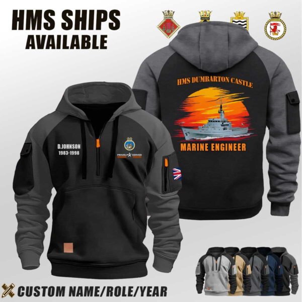 Custom HMS Ships Sunset Halfzip Hoodie 6
