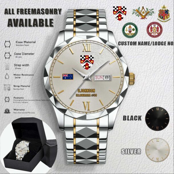 Custom Lodge Freemasonry AUS Stainless Steel Watch 4