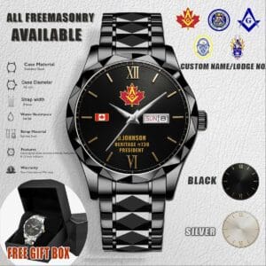 Custom Lodge Freemasonry CA Flag Stainless Steel Watch 1 2