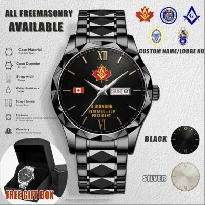 Custom Lodge Freemasonry CA Flag Stainless Steel Watch 1 2