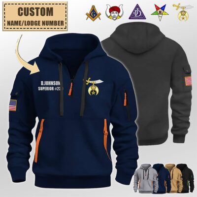 Custom Lodge Freemasonry US Quarter Zip Hoodie 2