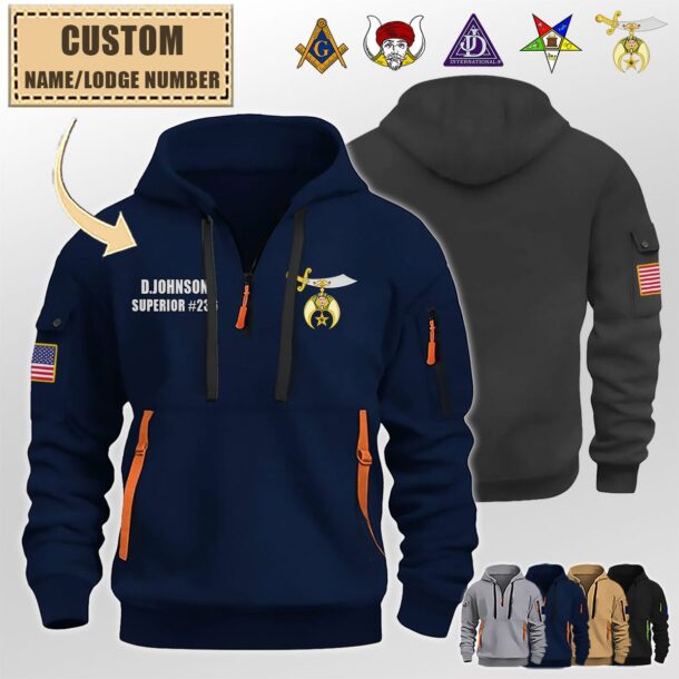 Custom Lodge Freemasonry US Quarter Zip Hoodie 2