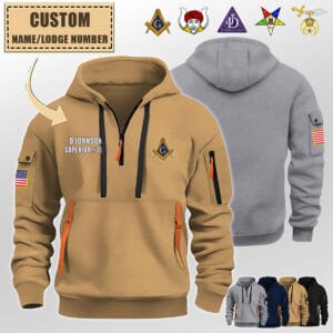 Custom Lodge Freemasonry US Quarter Zip Hoodie