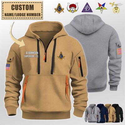 Custom Lodge Freemasonry US Quarter Zip Hoodie