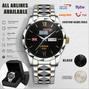 Custom UK Airlines Stainless Steel Watch 1