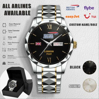 Custom UK Airlines Stainless Steel Watch 1