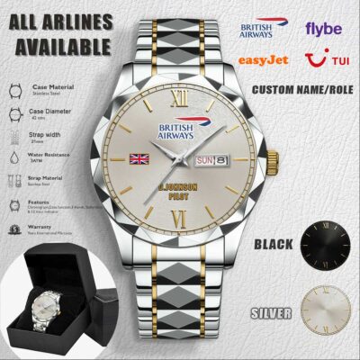 Custom UK Airlines Stainless Steel Watch 4 