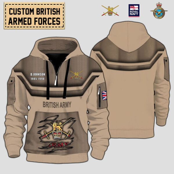 Custom UK Branches AOP Quarter Zip Hoodie