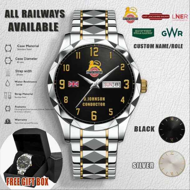 Custom UK Railways Stainless Steel Watch