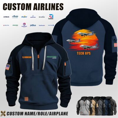 Custom US Airlines Half Zip Hoodie 3 